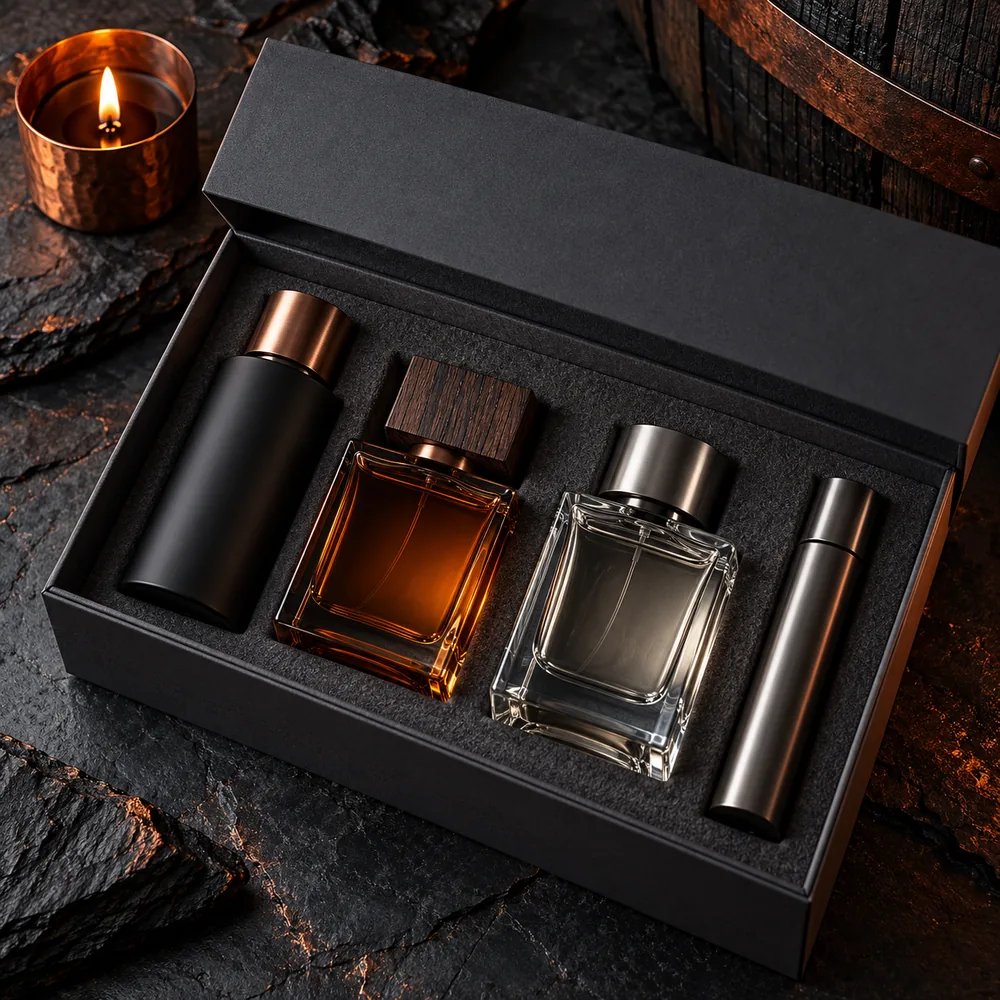 Set de 4 difuzoare parfumate în cutie cadou Fum de Stejar